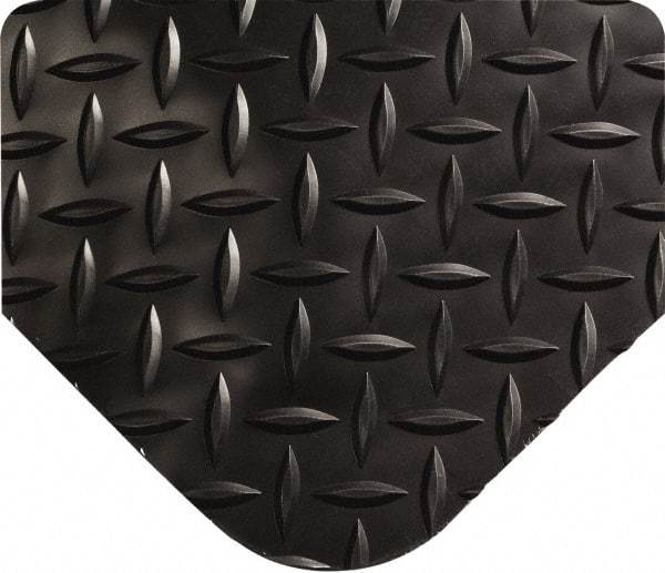 Wearwell - 8' Long x 3' Wide, Dry Environment, Anti-Fatigue Matting - Black, Vinyl with Vinyl Sponge Base, Beveled on All 4 Sides - Americas Industrial Supply