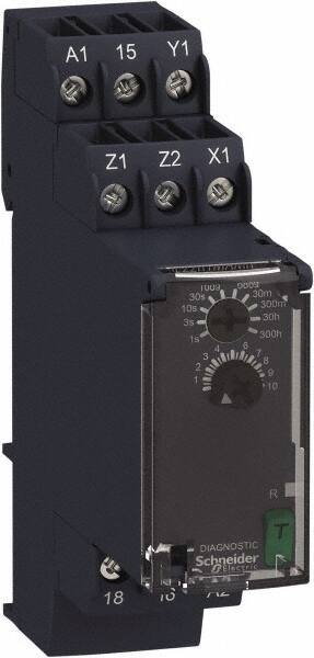 Schneider Electric - 6 Pin, 300 hr Delay, Multiple Range SPDT Time Delay Relay - 8 Contact Amp, 250 Volt, On Board Trimpot - Americas Industrial Supply