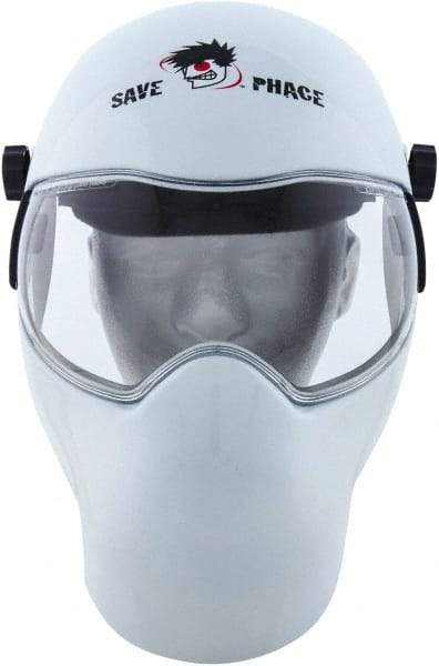 Save Phace - 11" Window Width x 3-3/4" Window Height, 10 Shade Fixed Shade Lens, Fixed Front Welding Helmet - White, Nylon Clear Lens - Americas Industrial Supply