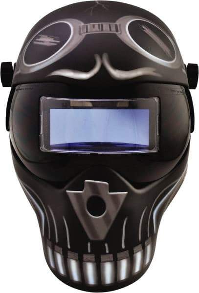 Save Phace - 4-1/4" Window Width x 2" Window Height, 4, 9 to 13 Shade Auto-Darkening Lens, Fixed Front Welding Helmet - Black/White, Nylon Green Lens - Americas Industrial Supply