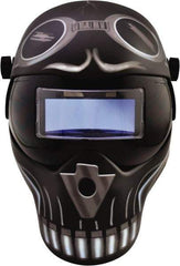 Save Phace - 4-1/4" Window Width x 2" Window Height, 4, 9 to 13 Shade Auto-Darkening Lens, Fixed Front Welding Helmet - Black/White, Nylon Green Lens - Americas Industrial Supply