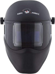 Save Phace - 3.82" Window Width x 1.85" Window Height, 4, 9 to 13 Shade Auto-Darkening Lens, Fixed Front Welding Helmet - Black, Nylon Green Lens - Americas Industrial Supply