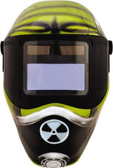 Save Phace - 4.33" Window Width x 3.54" Window Height, 4, 9 to 13 Shade Auto-Darkening Lens, Fixed Front Welding Helmet - Green/Black, Nylon Green Lens - Americas Industrial Supply