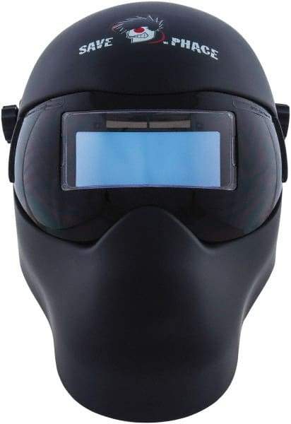 Save Phace - 3.62" Window Width x 1.42" Window Height, 3 to 10 Shade Auto-Darkening Lens, Fixed Front Welding Helmet - Black, Nylon Green Lens - Americas Industrial Supply