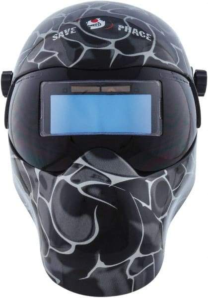 Save Phace - 3.62" Window Width x 1.42" Window Height, 3 to 10 Shade Auto-Darkening Lens, Fixed Front Welding Helmet - Black/Gray, Nylon Green Lens - Americas Industrial Supply