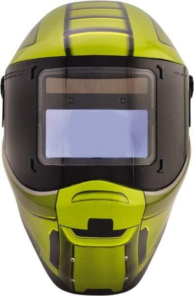 Save Phace - 4.33" Window Width x 3.54" Window Height, 3 to 10 Shade Auto-Darkening Lens, Fixed Front Welding Helmet - Green/Black, Nylon Green Lens - Americas Industrial Supply