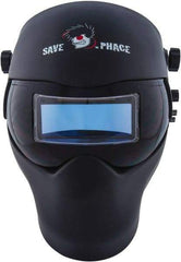Save Phace - 3.74" Window Width x 1.38" Window Height, 4, 9 to 13 Shade Auto-Darkening Lens, Fixed Front Welding Helmet - Black, Nylon Green Lens - Americas Industrial Supply