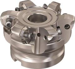 Seco - 6 Inserts, 48.8mm Cutter Diam, 1.8mm Max Depth of Cut, Indexable High-Feed Face Mill - 3/4" Arbor Hole Diam, 8.15mm Keyway Width, 40mm High, R220.21 Toolholder, 218.21-230 Inserts, Series High Feed 6 - Americas Industrial Supply