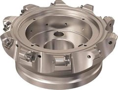 Seco - 10 Inserts, 145.2mm Cutter Diam, 1.8mm Max Depth of Cut, Indexable High-Feed Face Mill - 40mm Arbor Hole Diam, 16.4mm Keyway Width, 63mm High, R220.21 Toolholder, 218.21-230 Inserts, Series High Feed 6 - Americas Industrial Supply