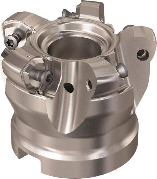 Seco - 5 Inserts, 48.3mm Cutter Diam, 1.8mm Max Depth of Cut, Indexable High-Feed Face Mill - 27mm Arbor Hole Diam, 12.4mm Keyway Width, 50mm High, R220.21 Toolholder, 218.21-230 Inserts, Series High Feed 6 - Americas Industrial Supply