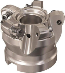 Seco - 5 Inserts, 48.3mm Cutter Diam, 1.8mm Max Depth of Cut, Indexable High-Feed Face Mill - 27mm Arbor Hole Diam, 12.4mm Keyway Width, 50mm High, R220.21 Toolholder, 218.21-230 Inserts, Series High Feed 6 - Americas Industrial Supply