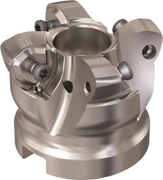 Seco - 4 Inserts, 35.6mm Cutter Diam, 1.8mm Max Depth of Cut, Indexable High-Feed Face Mill - 22mm Arbor Hole Diam, 10.4mm Keyway Width, 40mm High, R220.21 Toolholder, 218.21-230 Inserts, Series High Feed 6 - Americas Industrial Supply
