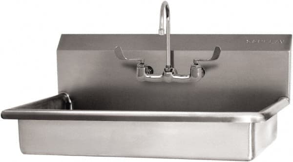 SANI-LAV - 27" Long x 16-1/2" Wide Inside, 1 Compartment, Grade 304 Stainless Steel (2) Person ADA Wash-Station with Manual Faucet - 16 Gauge, 30" Long x 20" Wide x 21-1/2" High Outside, 5-1/2" Deep - Americas Industrial Supply