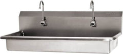 SANI-LAV - 45" Long x 16-1/2" Wide Inside, 1 Compartment, Grade 304 Stainless Steel (2) Person ADA Wash-Station with Electronic Faucet - 16 Gauge, 48" Long x 20" Wide x 21-1/2" High Outside, 5-1/2" Deep - Americas Industrial Supply