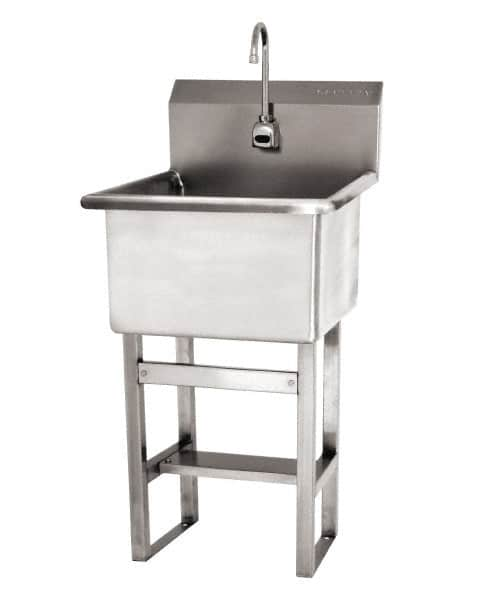 SANI-LAV - 24" Long x 24" Wide Inside, 1 Compartment, Grade 304 Stainless Steel ADA Hand Sink with Electronic Faucet - 14 Gauge, 27" Long x 27-1/2" Wide x 48" High Outside, 12" Deep - Americas Industrial Supply