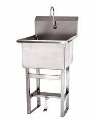 SANI-LAV - 24" Long x 24" Wide Inside, 1 Compartment, Grade 304 Stainless Steel Utility Sink Double Foot Pedal Valve - 14 Gauge, 27" Long x 27-1/2" Wide x 48" High Outside, 12" Deep - Americas Industrial Supply