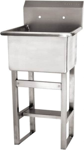 SANI-LAV - 18" Long x 18" Wide Inside, 1 Compartment, Grade 304 Stainless Steel Utility Sink Single Foot Pedal Valve - 14 Gauge, 21" Long x 20-1/2" Wide x 48" High Outside, 12" Deep - Americas Industrial Supply