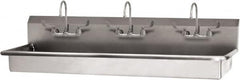 SANI-LAV - 65" Long x 16-1/2" Wide Inside, 1 Compartment, Grade 304 Stainless Steel (2) Person Wash-Station with Electronic Faucet - 16 Gauge, 68" Long x 20" Wide x 21-1/2" High Outside, 5-1/2" Deep - Americas Industrial Supply