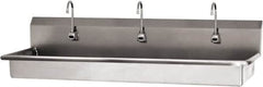 SANI-LAV - 65" Long x 16-1/2" Wide Inside, 1 Compartment, Grade 304 Stainless Steel (2) Person Wash-Station with Single Foot Valves - 16 Gauge, 68" Long x 20" Wide x 21-1/2" High Outside, 5-1/2" Deep - Americas Industrial Supply