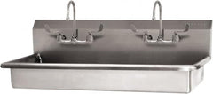 SANI-LAV - 45" Long x 16-1/2" Wide Inside, 1 Compartment, Grade 304 Stainless Steel (3) Person ADA Wash-Station with Electronic Faucet - 16 Gauge, 48" Long x 20" Wide x 21-1/2" High Outside, 5-1/2" Deep - Americas Industrial Supply