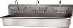 SANI-LAV - 57" Long x 16-1/2" Wide Inside, 1 Compartment, Grade 304 Stainless Steel (3) Person Wash-Station with Manual Faucet - 16 Gauge, 60" Long x 20" Wide x 18" High Outside, 8" Deep - Americas Industrial Supply