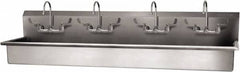 SANI-LAV - 77" Long x 16-1/2" Wide Inside, 1 Compartment, Grade 304 Stainless Steel (4) Person Wash-Station with Manual Faucet - 16 Gauge, 80" Long x 20" Wide x 18" High Outside, 8" Deep - Americas Industrial Supply