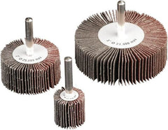 Camel Grinding Wheels - 3" Diam x 1-1/2" Face Width, Fine Aluminum Oxide Coated Mounted Flap Wheel - 1/4" Shank Mount, 80 Grit, X Weighted Cloth Backing, 20,000 Max RPM - Americas Industrial Supply