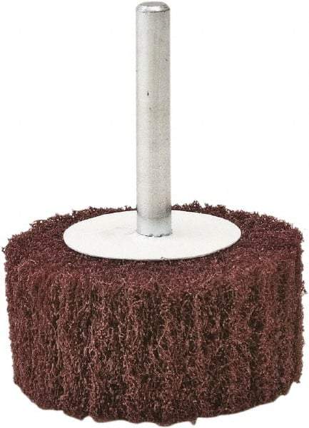 Camel Grinding Wheels - 2" Diam x 1" Face Width, Fine Aluminum Oxide Nonwoven Mounted Flap Wheel - 1/4" Shank Mount, 80 Grit, X Weighted Cloth Backing, 20,000 Max RPM - Americas Industrial Supply