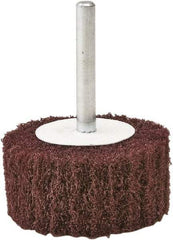 Camel Grinding Wheels - 2" Diam x 1" Face Width, Fine Aluminum Oxide Nonwoven Mounted Flap Wheel - 1/4" Shank Mount, 80 Grit, X Weighted Cloth Backing, 20,000 Max RPM - Americas Industrial Supply