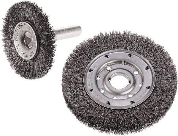 Camel Grinding Wheels - 6" OD, 1/2-13 Arbor Hole, Crimped Steel Wheel Brush - 6" Face Width, 1-1/8" Trim Length, 0.014" Filament Diam - Americas Industrial Supply