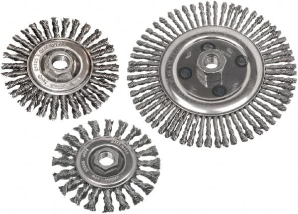 Camel Grinding Wheels - 6-1/2" OD, 5/8-11 Arbor Hole, Stringer Bead Stainless Steel Wheel Brush - 6-1/2" Face Width, 1" Trim Length, 0.02" Filament Diam - Americas Industrial Supply