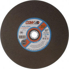 Camel Grinding Wheels - 12" 24 Grit Aluminum Oxide Cutoff Wheel - 1/8" Thick, 1" Arbor, 5,100 Max RPM - Americas Industrial Supply