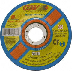 Camel Grinding Wheels - 4-1/2" 60 Grit Aluminum Oxide Cutoff Wheel - 0.045" Thick, 5/8-11 Arbor, 13,300 Max RPM - Americas Industrial Supply