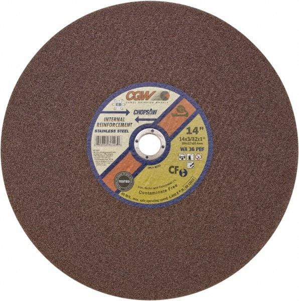 Camel Grinding Wheels - 14" 36 Grit Aluminum Oxide Cutoff Wheel - 3/32" Thick, 1" Arbor, 4,400 Max RPM - Americas Industrial Supply