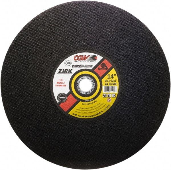 Camel Grinding Wheels - 14" 24 Grit Zirconia Alumina Cutoff Wheel - 3/32" Thick, 1" Arbor, 4,400 Max RPM - Americas Industrial Supply