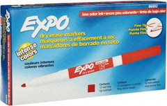 Expo - Red, Fine Point, Dozen Low Odor Dry Erase Markers - For Use with Dry Erase Marker Boards - Americas Industrial Supply