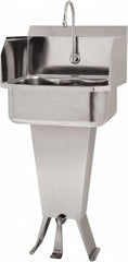 SANI-LAV - 17" Long x 14" Wide Inside, 1 Compartment, Grade 304 Stainless Steel Hand Sink Floor Mount with Single Foot Valve - 18 Gauge, 19" Long x 18" Wide x 46" High Outside, 7" Deep - Americas Industrial Supply