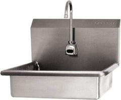 SANI-LAV - 16" Long x 12-1/2" Wide Inside, 1 Compartment, Grade 304 Stainless Steel Hand Sink Wall Mount with Electronic Faucet - 16 Gauge, 19" Long x 16" Wide x 20-1/2" High Outside, 6" Deep - Americas Industrial Supply