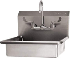 SANI-LAV - 16" Long x 12-1/2" Wide Inside, 1 Compartment, Grade 304 Stainless Steel Hand Sink Wall Mount with Manual Faucet - 16 Gauge, 19" Long x 16" Wide x 20-1/2" High Outside, 6" Deep - Americas Industrial Supply