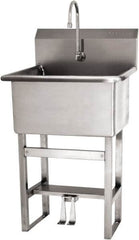 SANI-LAV - 22" Long x 16" Wide Inside, 1 Compartment, Grade 304 Stainless Steel Scrub Sink Floor Mount with Double Foot Valve - 16 Gauge, 25" Long x 19-1/2" Wide x 46-1/2" High Outside, 10-1/2" Deep - Americas Industrial Supply