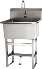 SANI-LAV - 28" Long x 16" Wide Inside, 1 Compartment, Grade 304 Stainless Steel Scrub Sink Floor Mount with Single Foot Valve - 16 Gauge, 31" Long x 19-1/2" Wide x 46-1/2" High Outside, 10-1/2" Deep - Americas Industrial Supply