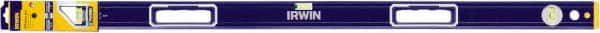 Irwin - Magnetic 48" Long 3 Vial Box Beam Level - Aluminum, Blue/Yellow, 1 Level & 2 Plumb Vials - Americas Industrial Supply
