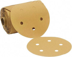 3M - 5" Diam, 80 Grit FEPA, Aluminum Oxide Adhesive PSA Disc - Gold, C Weighted Backing, Flexible, 12,000 Max RPM - Americas Industrial Supply