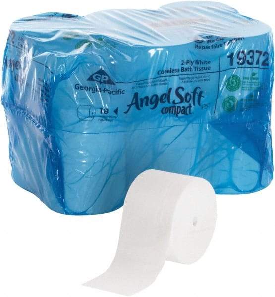 Georgia Pacific - 375' Roll Length Coreless Roll Toilet Tissue - 1,125 Sheets per Roll, 2 Ply, White, Recycled Fiber - Americas Industrial Supply