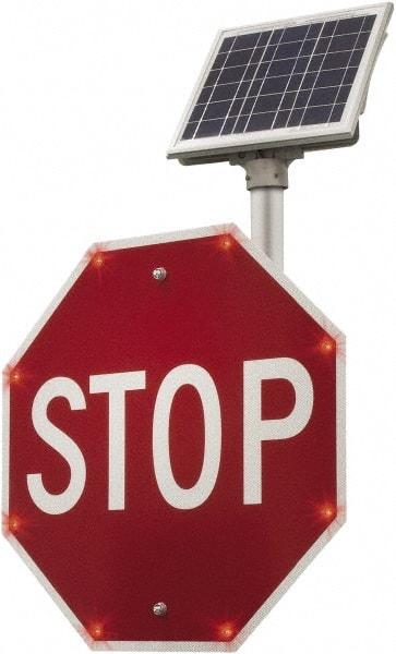 TAPCO - "Stop", 24" Wide x 24" High, Aluminum Stop & Yield Signs - 0.08" Thick, Red/White, Diamond Grade Reflectivity, Octagon, Post Mount - Americas Industrial Supply