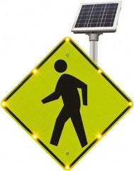 TAPCO - "Pedestrian Crossing", 48" Wide x 48" High, Aluminum Construction Roadway Signs - 0.08" Thick, Fluorescent Yellow, Green, Black, Diamond Grade Reflectivity, Diamond, Post Mount - Americas Industrial Supply