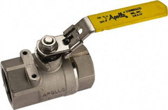 Apollo - 1-1/2" Pipe, Standard Port, Stainless Steel Standard Ball Valve - 2 Piece, NPT Ends, Locking Lever Handle, 600 WOG, 150 WSP - Americas Industrial Supply