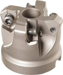 Iscar - 4 Inserts, 1.02" Cutter Diam, 0.106" Max Depth of Cut, Indexable High-Feed Face Mill - 1/2" Arbor Hole Diam, 1-1/4" High, MF FWX-07 Toolholder, H600 WXCU Inserts, Series Helido - Americas Industrial Supply