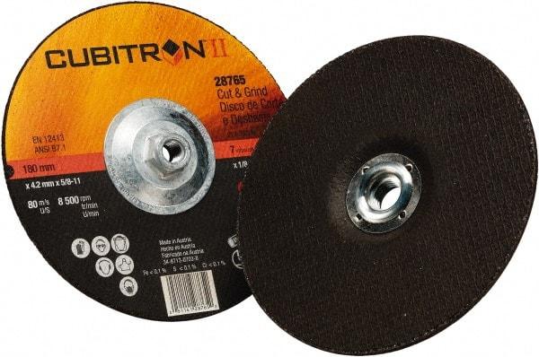 3M - 36 Grit, 7" Wheel Diam, 1/8" Wheel Thickness, Type 27 Depressed Center Wheel - Ceramic, 8,500 Max RPM - Americas Industrial Supply