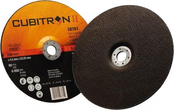 3M - 36 Grit, 9" Wheel Diam, 1/8" Wheel Thickness, 7/8" Arbor Hole, Type 27 Depressed Center Wheel - Ceramic, 6,650 Max RPM - Americas Industrial Supply